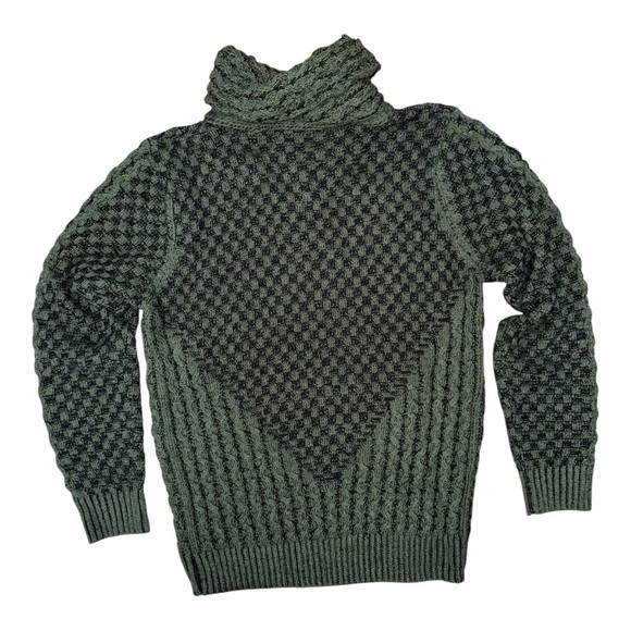 Green Turtleneck Sweater with Textured Knit - Picture 3 of 4